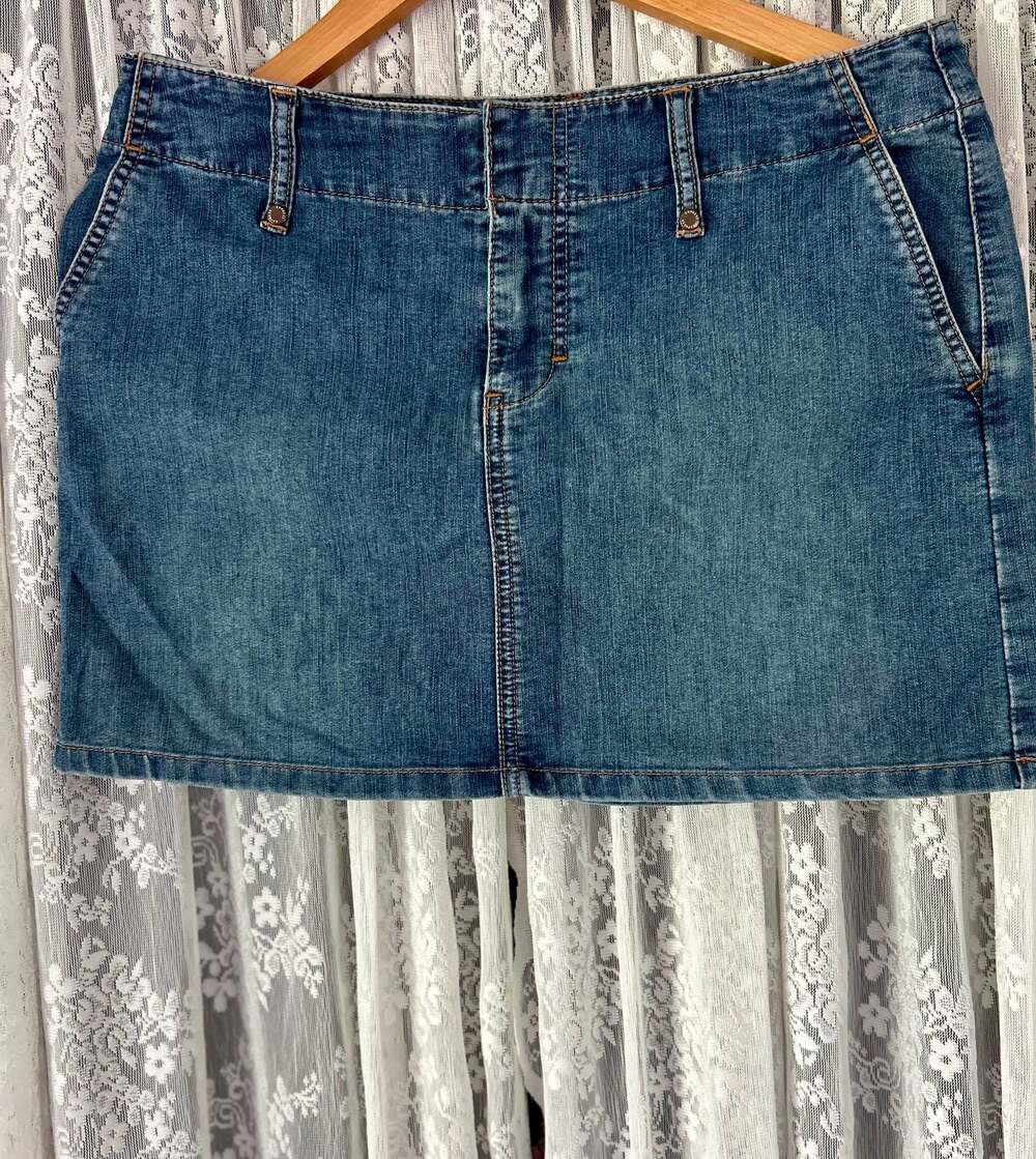 Express Y2K Vintage Denim Mini Skirt with Cargo Pocket Detail